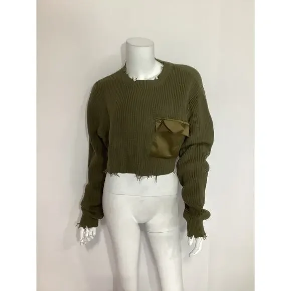 Ser.O.Ya Mid 'Devin' Green Cropped Sweater Size S